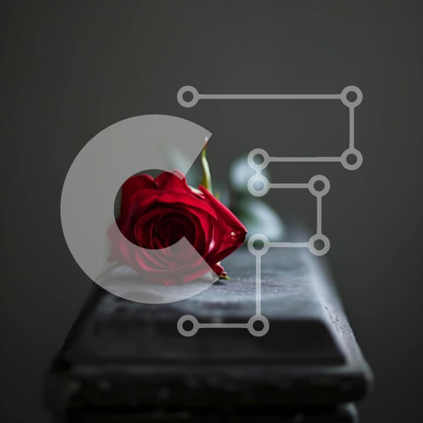 Intra Συλλεκτικό Ξύλινο Παζλ Plywood  4mm - Μονό κόκκινο τριαντάφυλλο στην ταφόπετρα Σε Ξύλινο Κουτί - Διαστάσεις: 10x10 cm – 25 κομμάτια