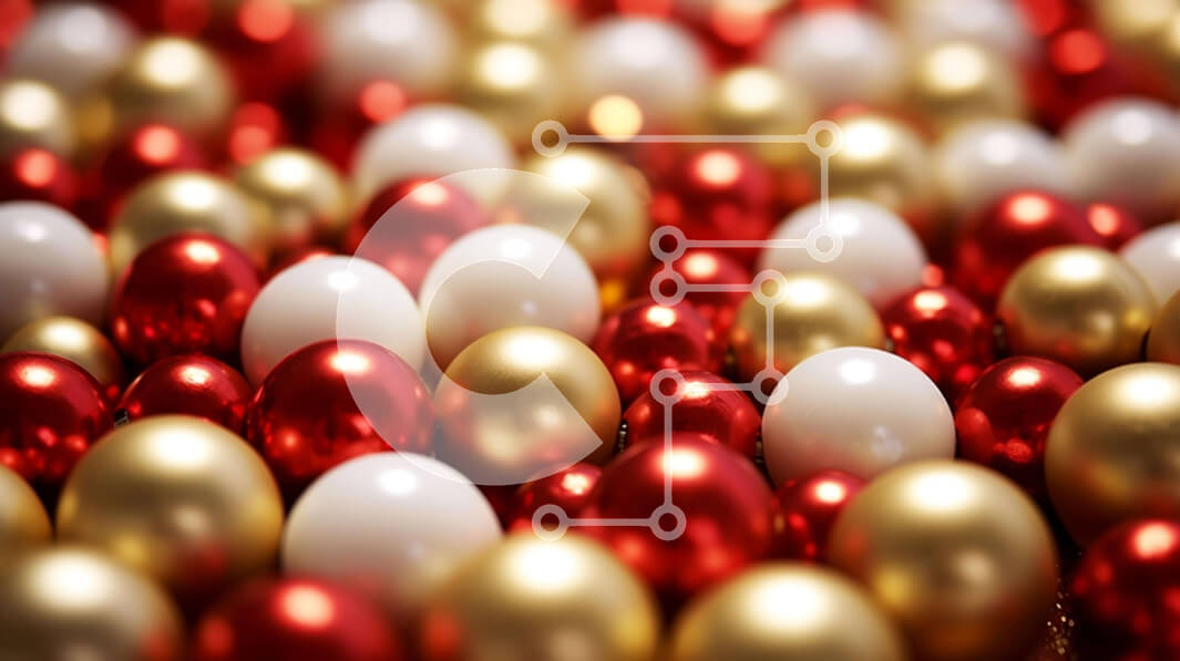 Intra Συλλεκτικό Ξύλινο Παζλ Plywood  4mm - Κυκλική διάταξη από κόκκινες, λευκές και χρυσές μπάλες διακοπών Σε Ξύλινο Κουτί - Διαστάσεις: 10x10 cm – 25 κομμάτια