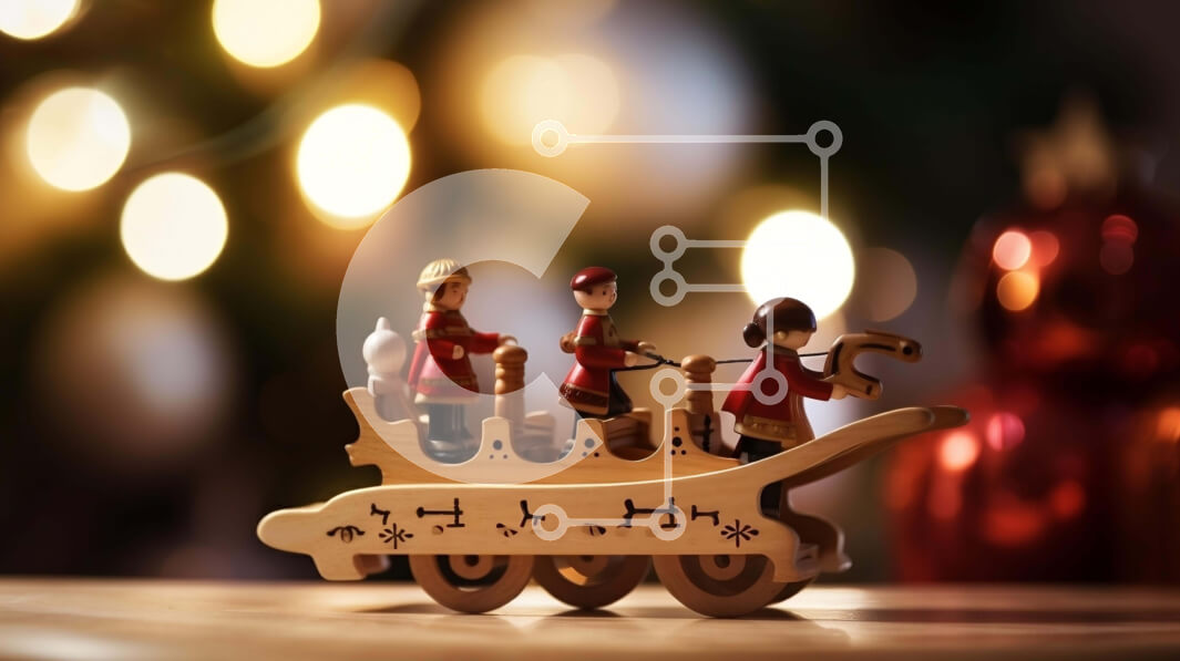 Intra Συλλεκτικό Ξύλινο Παζλ Plywood  4mm - Ξύλινο Παιχνίδι Τραίνο με Φιγούρες για εορταστική διακόσμηση Σε Ξύλινο Κουτί - Διαστάσεις: 10x10 cm – 25 κομμάτια