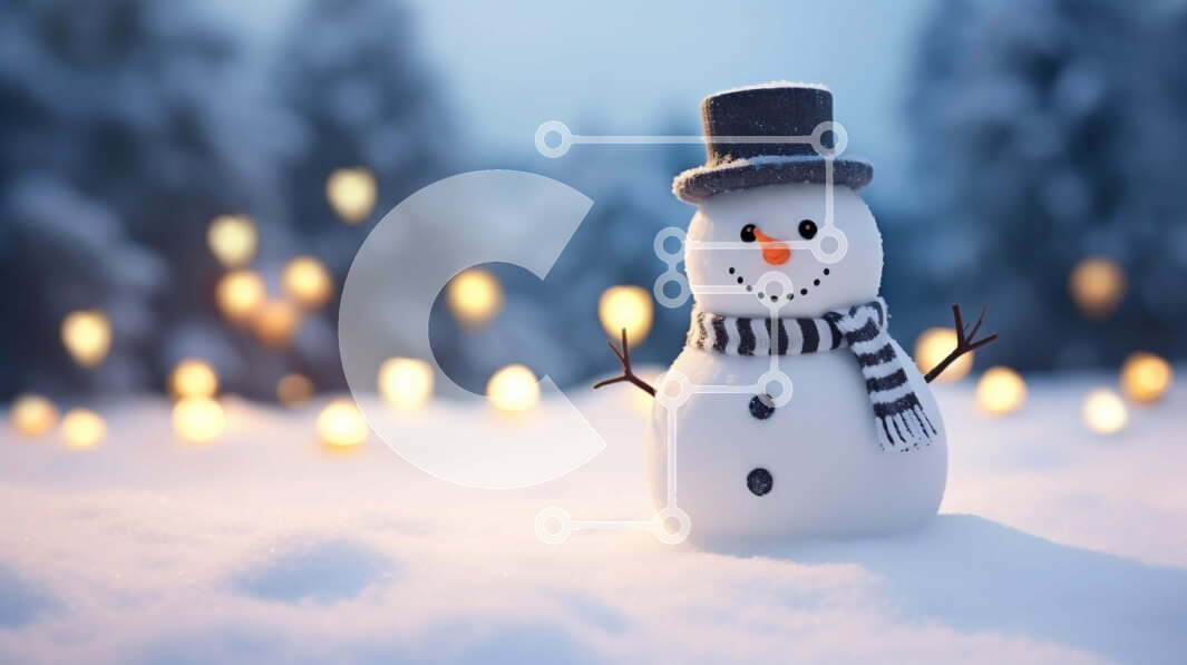 Intra Συλλεκτικό Ξύλινο Παζλ Plywood  4mm - Χιονάνθρωπος σε ένα χιονισμένο τοπίο με εορταστικά φώτα Σε Ξύλινο Κουτί - Διαστάσεις Puzzle: 10x10 cm – 25 κομμάτια