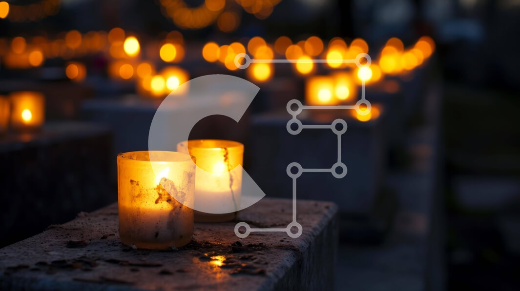 Intra Συλλεκτικό Ξύλινο Παζλ Plywood  4mm - Αναμμένα κεριά στο υπαίθριο νεκροταφείο Σε Ξύλινο Κουτί - Διαστάσεις Puzzle: 10x10 cm – 25 κομμάτια