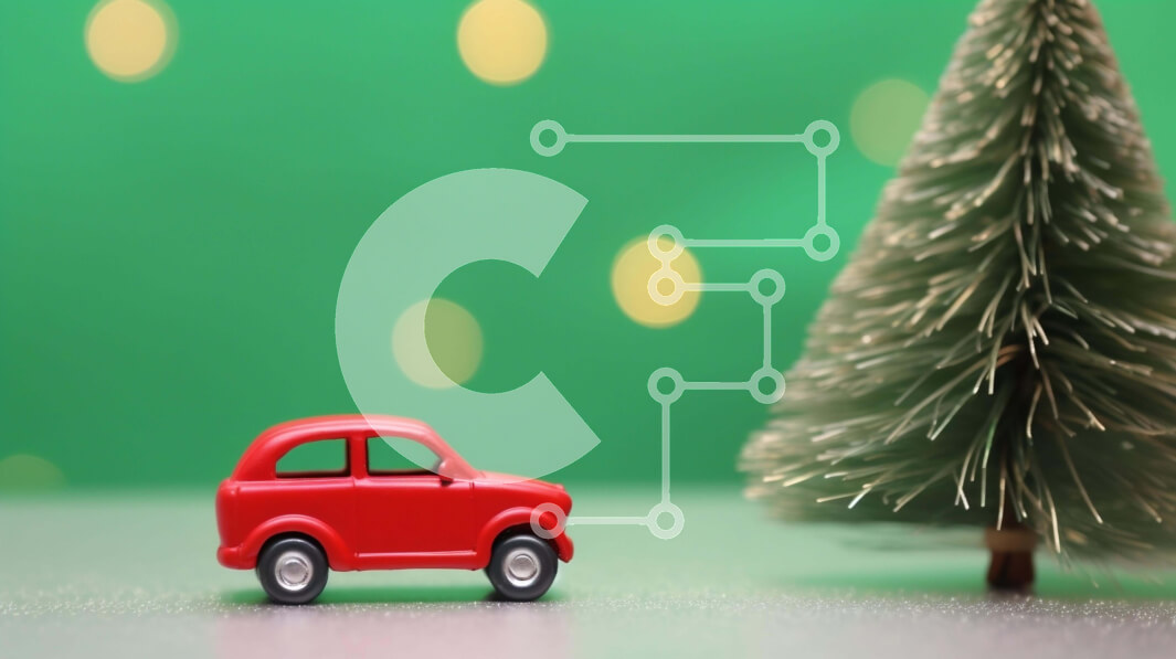 Intra Συλλεκτικό Ξύλινο Παζλ Plywood  4mm - Κόκκινο παιχνίδι αυτοκίνητο και διακοσμητικό χριστουγεννιάτικο δέντρο με εορταστικές διακοσμήσεις Σε Ξύλινο Κουτί - Διαστάσεις: 10x10 cm – 25 κομμάτια