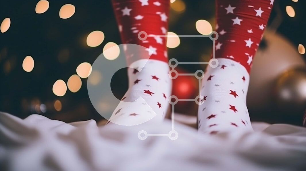 Intra Συλλεκτικό Ξύλινο Παζλ Plywood  4mm - Γιορτινές γιορτινές κάλτσες με χριστουγεννιάτικα φωτάκια και στολίδια Σε Ξύλινο Κουτί - Διαστάσεις Puzzle: 10x10 cm – 25 κομμάτια