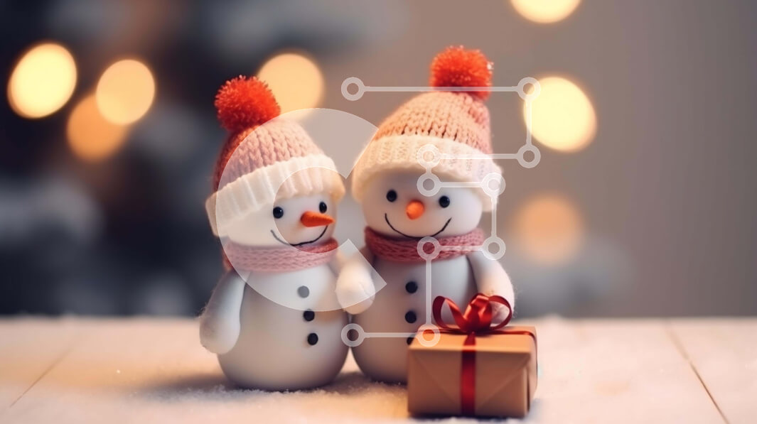 Intra Συλλεκτικό Ξύλινο Παζλ Plywood  4mm - Ειδώλια χιονάνθρωποι που γιορτάζουν την περίοδο των διακοπών Σε Ξύλινο Κουτί - Διαστάσεις: 10x10 cm – 25 κομμάτια