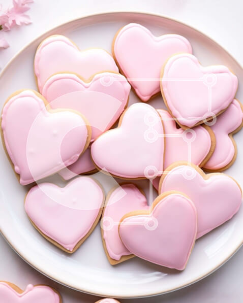 Σετ των 2 Intra Συλλεκτικό Ξύλινο Παζλ Plywood  4mm - Μπισκότα για την Ημέρα του Αγίου Βαλεντίνου σε σχήμα καρδιάς σε λευκό πιάτο Σε Ξύλινο Κουτί - Διαστάσεις: 10x10 cm – 25 κομμάτια