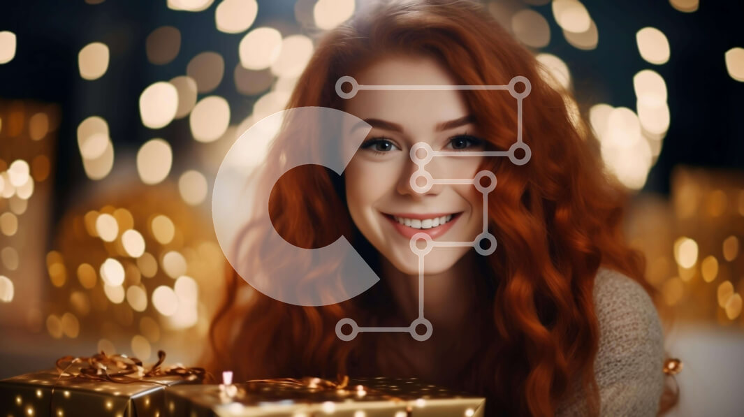 Intra Συλλεκτικό Ξύλινο Παζλ Plywood  4mm - Χαμογελαστή κοκκινομάλλα γυναίκα που κρατά κουτιά δώρων Σε Ξύλινο Κουτί - Διαστάσεις Puzzle: 10x10 cm – 25 κομμάτια