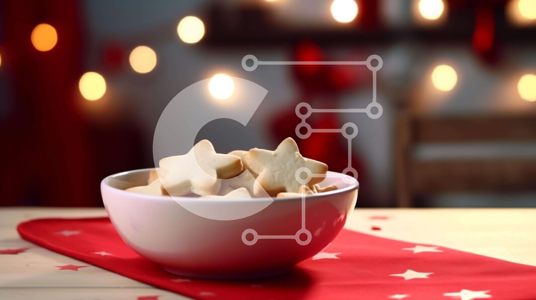 Σετ των 2 Intra Συλλεκτικό Ξύλινο Παζλ Plywood  4mm - Νόστιμα μπισκότα σε σχήμα αστεριού σε ένα κόκκινο τραπεζομάντιλο Σε Ξύλινο Κουτί - Διαστάσεις: 10x10 cm – 25 κομμάτια