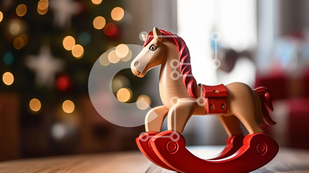 Intra Συλλεκτικό Ξύλινο Παζλ Plywood  4mm - Ξύλινο Χριστουγεννιάτικο Στολίδι Κουνιστό Άλογο Σε Ξύλινο Κουτί - Διαστάσεις: 10x10 cm – 25 κομμάτια