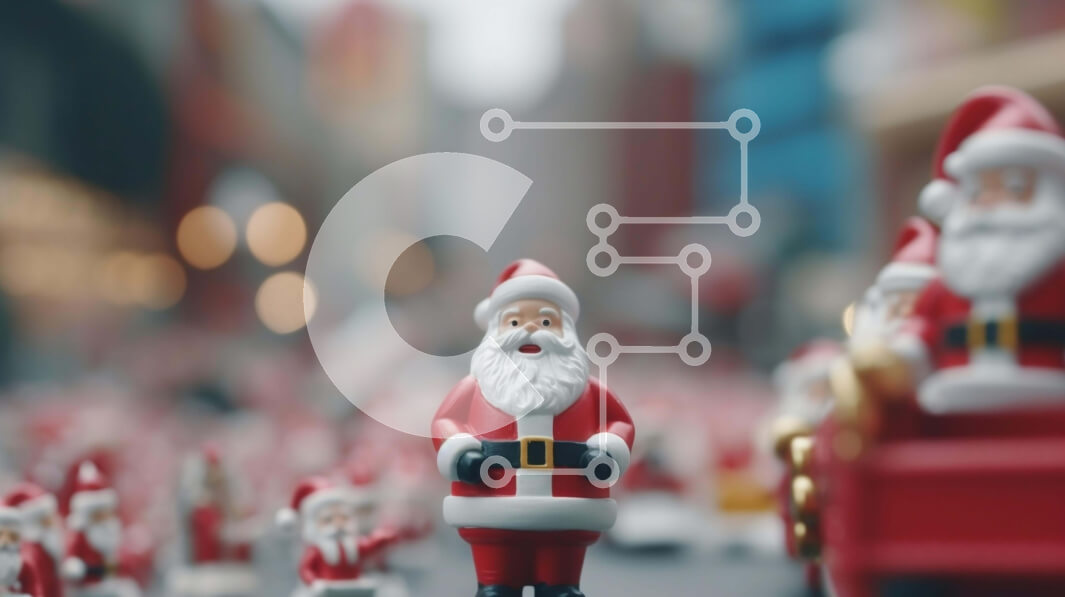 Intra Συλλεκτικό Ξύλινο Παζλ Plywood  4mm - Ειδώλια Άγιου Βασίλη σε μια αστική οδό Σε Ξύλινο Κουτί - Διαστάσεις: 10x10 cm – 25 κομμάτια