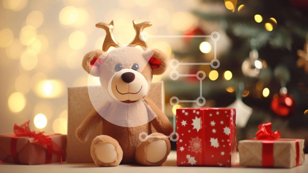 Intra Συλλεκτικό Ξύλινο Παζλ Plywood  4mm - Αρκουδάκι με κουτιά δώρων και χριστουγεννιάτικο δέντρο Σε Ξύλινο Κουτί - Διαστάσεις: 10x10 cm – 25 κομμάτια