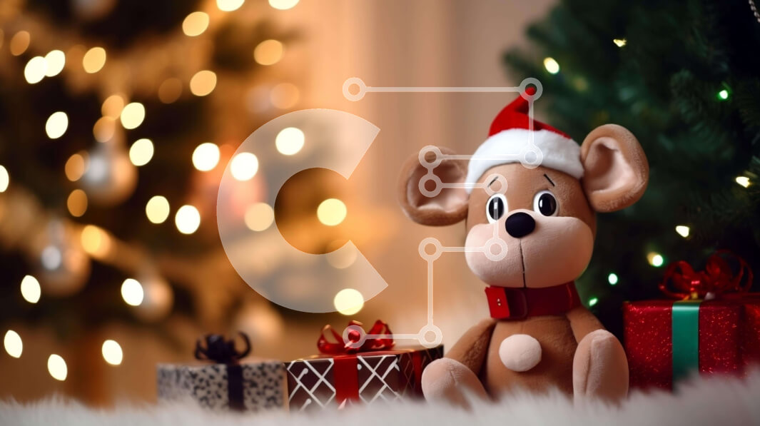 Intra Συλλεκτικό Ξύλινο Παζλ Plywood  4mm - Χριστουγεννιάτικο αρκουδάκι με δώρα και χριστουγεννιάτικο δέντρο Σε Ξύλινο Κουτί - Διαστάσεις: 10x10 cm – 25 κομμάτια