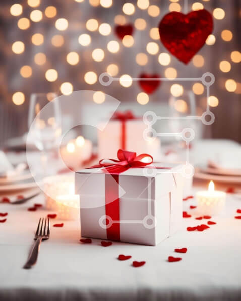 Intra Συλλεκτικό Ξύλινο Παζλ Plywood  4mm - Ρομαντικό τραπέζι για την ημέρα του Αγίου Βαλεντίνου Σε Ξύλινο Κουτί - Διαστάσεις Puzzle: 10x10 cm – 25 κομμάτια