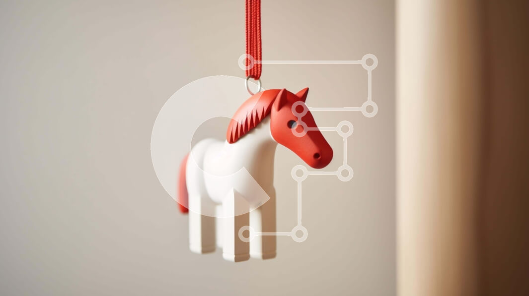 Intra Συλλεκτικό Ξύλινο Παζλ Plywood  4mm - Λευκό και κόκκινο στολίδι αλόγου που κρέμεται από την οροφή Σε Ξύλινο Κουτί - Διαστάσεις: 10x10 cm – 25 κομμάτια