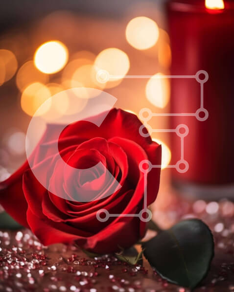 Intra Συλλεκτικό Ξύλινο Παζλ Plywood  4mm - Ρομαντικό τραπέζι με κόκκινο τριαντάφυλλο και κεριά Σε Ξύλινο Κουτί - Διαστάσεις Puzzle: 10x10 cm – 25 κομμάτια