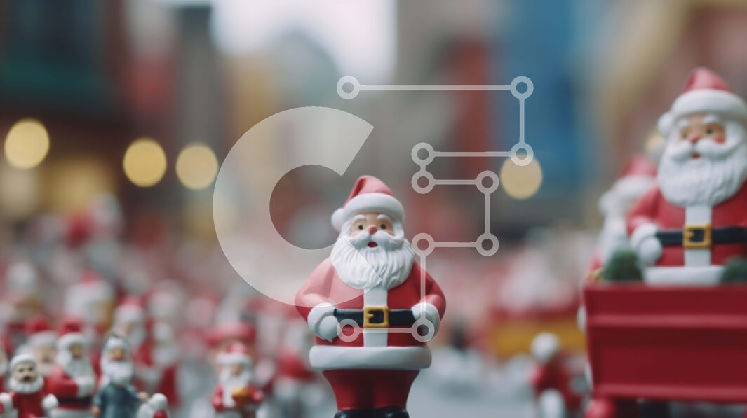 Intra Συλλεκτικό Ξύλινο Παζλ Plywood  4mm - Ομάδα από ειδώλια Άγιου Βασίλη και αγάλματα ταράνδων στην πόλη Σε Ξύλινο Κουτί - Διαστάσεις: 10x10 cm – 25 κομμάτια