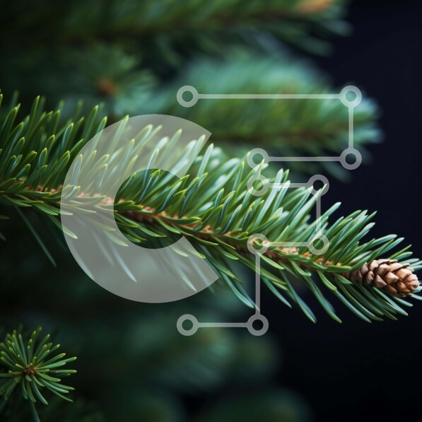 Intra Συλλεκτικό Ξύλινο Παζλ Plywood  4mm - Κλαδί πράσινου πεύκου με πορτοκαλί κώνο Σε Ξύλινο Κουτί - Διαστάσεις: 10x10 cm – 25 κομμάτια