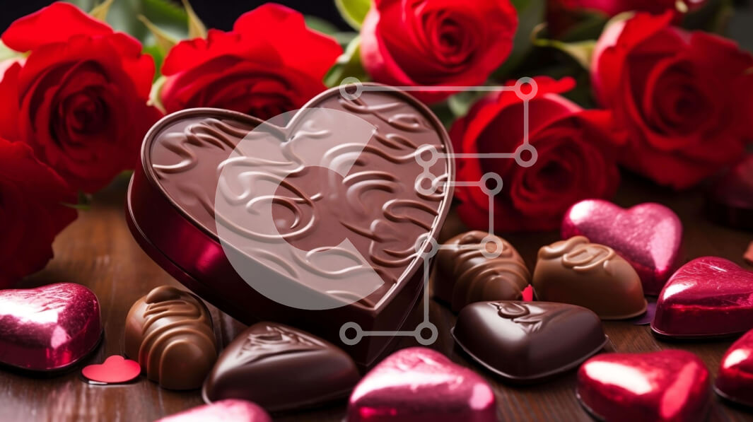 Intra Συλλεκτικό Ξύλινο Παζλ Plywood  4mm - Κουτί σοκολατάκια σε σχήμα καρδιάς με κόκκινα τριαντάφυλλα - Ημέρα του Αγίου Βαλεντίνου Σε Ξύλινο Κουτί - Διαστάσεις: 10x10 cm – 25 κομμάτια