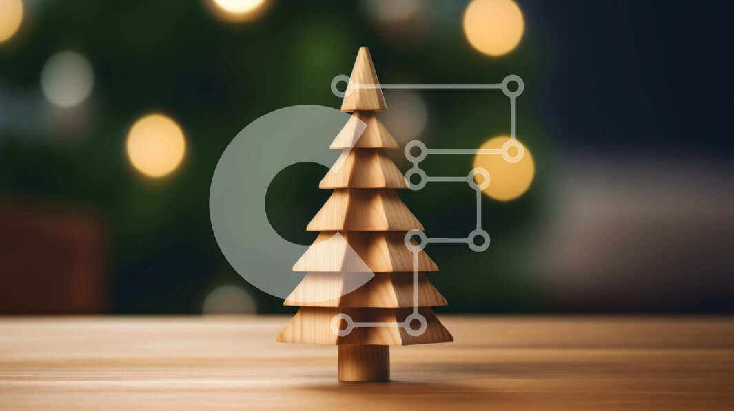 Intra Συλλεκτικό Ξύλινο Παζλ Plywood  4mm - Μικρό ξύλινο χριστουγεννιάτικο δέντρο με κόκκινα και πράσινα στολίδια Σε Ξύλινο Κουτί - Διαστάσεις: 10x10 cm – 25 κομμάτια