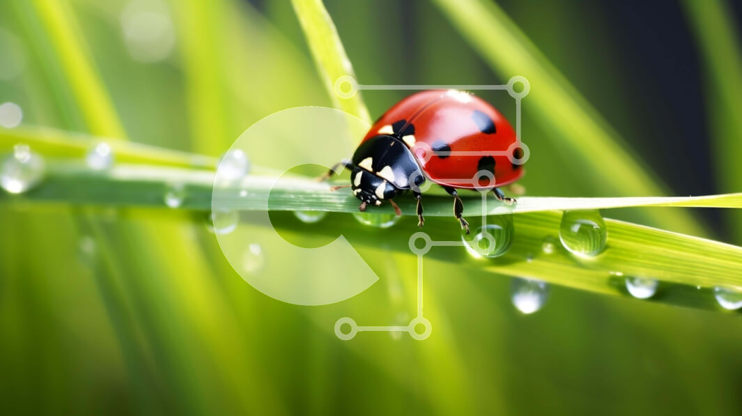 Intra Συλλεκτικό Ξύλινο Παζλ Plywood  4mm - Πασχαλίτσα στο πράσινο γρασίδι με σταγονίδια νερού Σε Ξύλινο Κουτί - Διαστάσεις: 10x10 cm – 25 κομμάτια