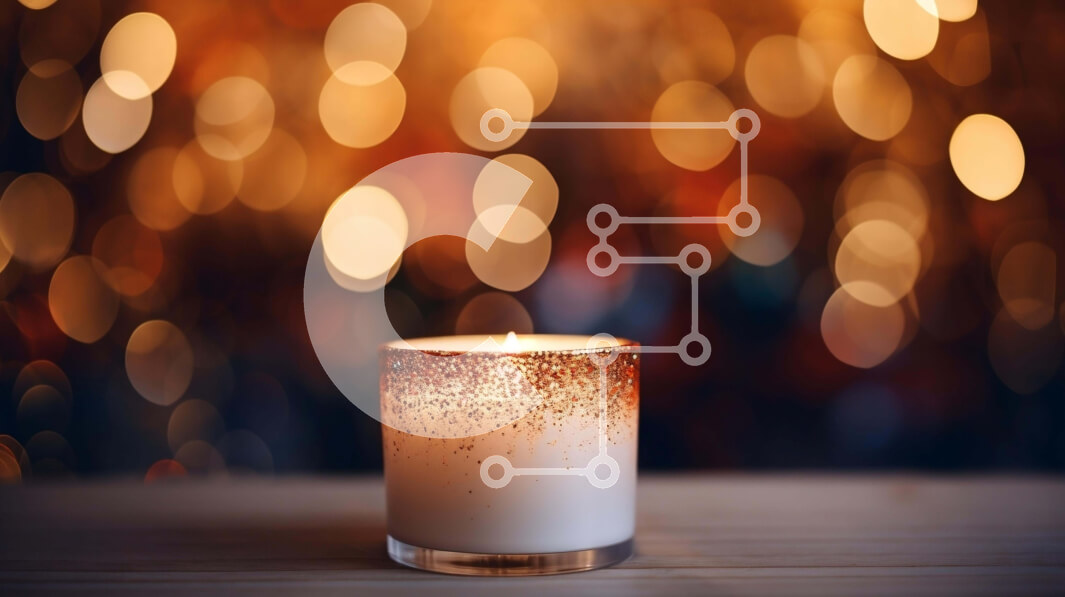 Intra Συλλεκτικό Ξύλινο Παζλ Plywood  4mm - Κερί σε διακοσμητικό ξύλινο τραπέζι με πολύχρωμα φώτα Bokeh Σε Ξύλινο Κουτί - Διαστάσεις: 10x10 cm – 25 κομμάτια