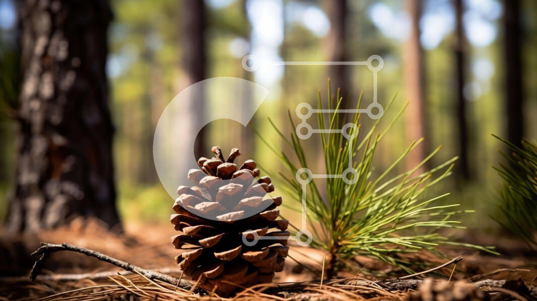 Intra Συλλεκτικό Ξύλινο Παζλ Plywood  4mm - Κώνος πεύκου στο έδαφος σε ένα δάσος Σε Ξύλινο Κουτί - Διαστάσεις: 10x10 cm – 25 κομμάτια