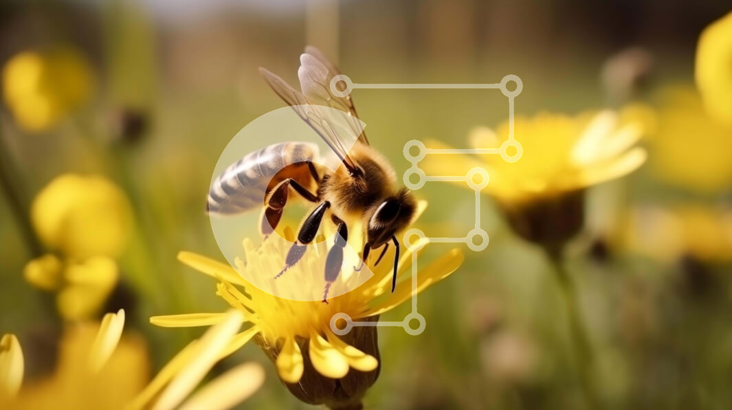 Intra Συλλεκτικό Ξύλινο Παζλ Plywood  4mm - Μέλισσα στα λουλούδια πικραλίδας Σε Ξύλινο Κουτί - Διαστάσεις: 10x10 cm – 25 κομμάτια