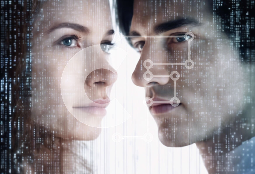 Intra Συλλεκτικό Ξύλινο Παζλ Plywood  4mm - Ρομαντική συνάντηση σε ένα αφηρημένο μοτίβο δυαδικού κώδικα Σε Ξύλινο Κουτί - Διαστάσεις Puzzle: 10x10 cm – 25 κομμάτια