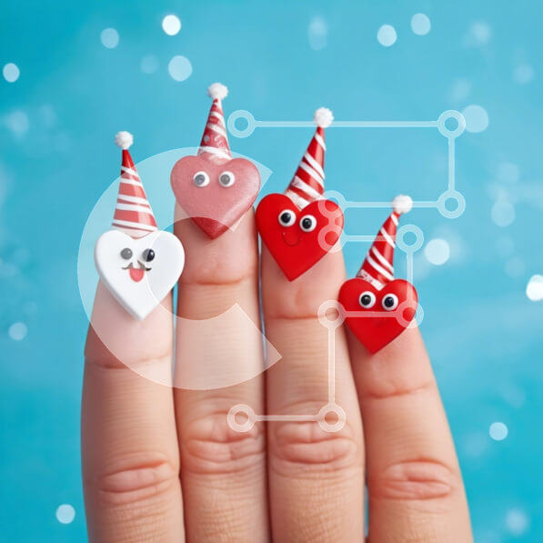 Σετ των 2 Intra Συλλεκτικό Ξύλινο Παζλ Plywood  4mm - Σχέδιο νυχιών σε σχήμα καρδιάς Σε Ξύλινο Κουτί - Διαστάσεις: 10x10 cm – 25 κομμάτια