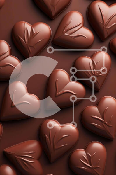 Σετ των 2 Intra Συλλεκτικό Ξύλινο Παζλ Plywood  4mm - Ομάδα καρδιές σοκολάτας σε καφέ φόντο Σε Ξύλινο Κουτί - Διαστάσεις: 10x10 cm – 25 κομμάτια