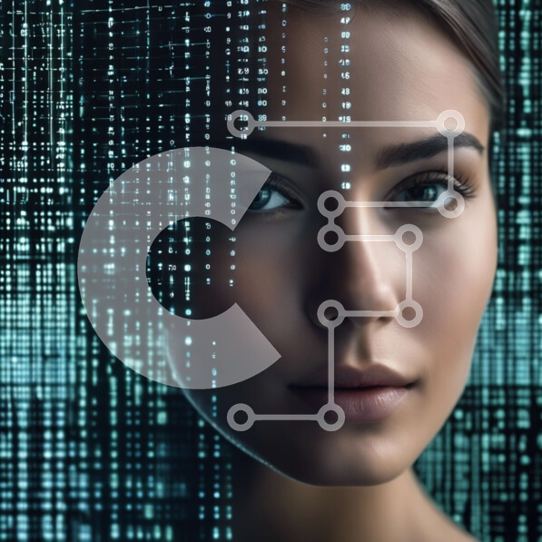 Intra Συλλεκτικό Ξύλινο Παζλ Plywood  4mm - Αφηρημένη εικόνα του γυναικείου προσώπου με μοτίβο δυαδικού κώδικα Σε Ξύλινο Κουτί - Διαστάσεις Puzzle: 10x10 cm – 25 κομμάτια