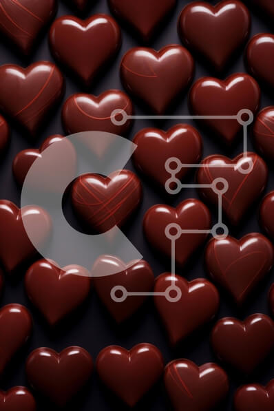 Σετ των 2 Intra Συλλεκτικό Ξύλινο Παζλ Plywood  4mm - Ομάδα καρδιές σοκολάτας σε μαύρο φόντο Σε Ξύλινο Κουτί - Διαστάσεις: 10x10 cm – 25 κομμάτια