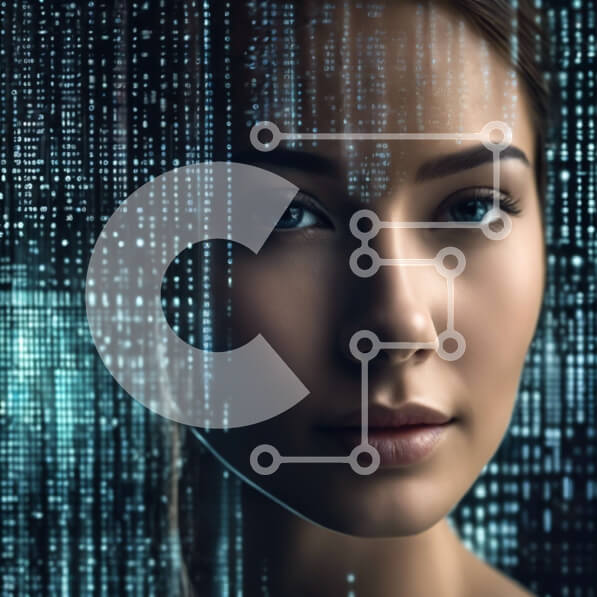 Intra Συλλεκτικό Ξύλινο Παζλ Plywood  4mm - Ψηφιακή Τέχνη: Το πρόσωπο της γυναίκας σε δυαδικό κώδικα Σε Ξύλινο Κουτί - Διαστάσεις Puzzle: 10x10 cm – 25 κομμάτια