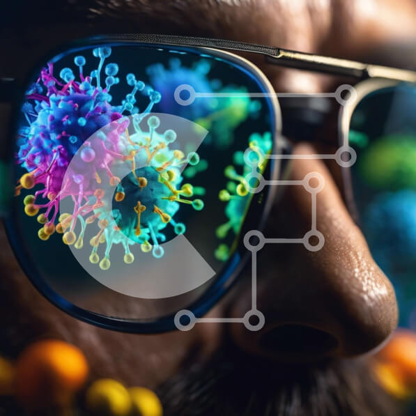 Intra Συλλεκτικό Ξύλινο Παζλ Plywood  4mm - Αντανάκλαση ιών στα γυαλιά ηλίου Σε Ξύλινο Κουτί - Διαστάσεις Puzzle: 10x10 cm – 25 κομμάτια