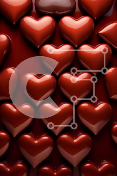 Intra Συλλεκτικό Ξύλινο Παζλ Plywood  4mm - Κόκκινες καρδιές φόντο Σε Ξύλινο Κουτί - Διαστάσεις Puzzle: 10x10 cm – 25 κομμάτια