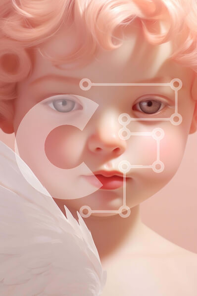 Intra Συλλεκτικό Ξύλινο Παζλ Plywood  4mm - Ευτυχισμένη νεαρή κοπέλα με ροζ μαλλιά και κόμμωση με φτερά αγγέλου Σε Ξύλινο Κουτί - Διαστάσεις Puzzle: 10x10 cm – 25 κομμάτια