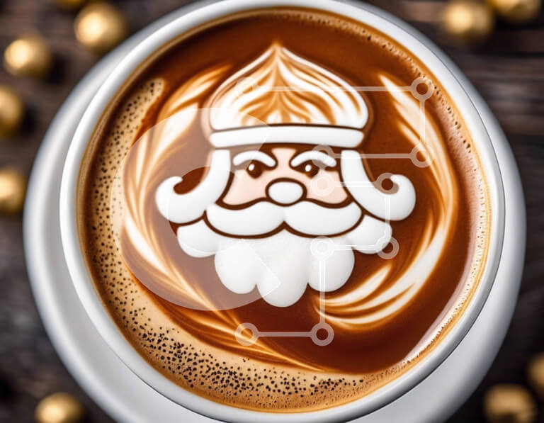 Intra Συλλεκτικό Ξύλινο Παζλ Plywood  4mm - Φλιτζάνι καφέ Άγιου Βασίλη σε διακοσμητικό ξύλινο τραπέζι Σε Ξύλινο Κουτί - Διαστάσεις: 10x10 cm – 25 κομμάτια