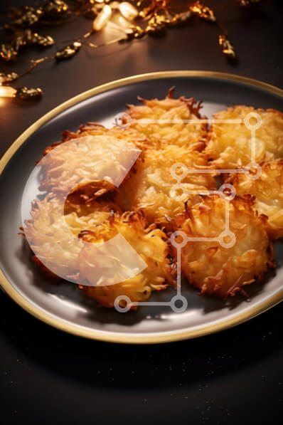 Σετ των 2 Intra Συλλεκτικό Ξύλινο Παζλ Plywood  4mm - Νόστιμες τηγανίτες πατάτας σε ένα εορταστικό πιάτο Σε Ξύλινο Κουτί - Διαστάσεις: 10x10 cm – 25 κομμάτια