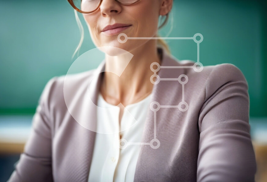 Intra Συλλεκτικό Ξύλινο Παζλ Plywood  4mm - Γυναίκα που φοράει γυαλιά στο γραφείο ή στην τάξη Σε Ξύλινο Κουτί - Διαστάσεις Puzzle: 10x10 cm – 25 κομμάτια