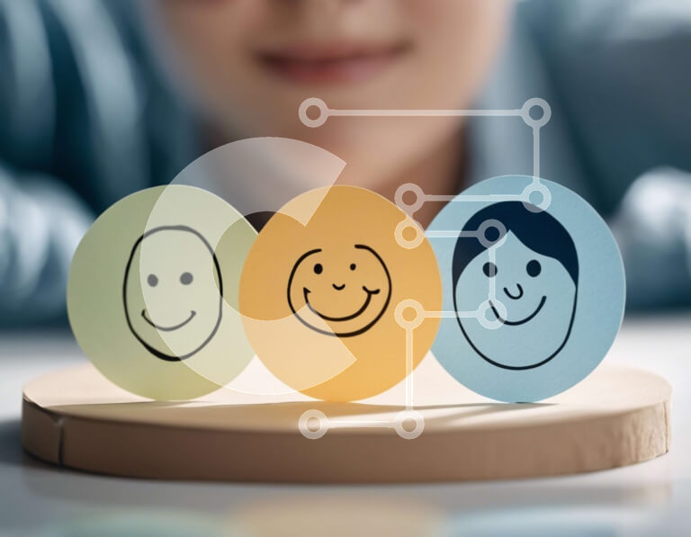 Intra Συλλεκτικό Ξύλινο Παζλ Plywood  4mm - Αντανάκλαση και σχέσεις - Πρόσωπο που κοιτάζει χαμογελαστά πρόσωπα Σε Ξύλινο Κουτί - Διαστάσεις Puzzle: 10x10 cm – 25 κομμάτια