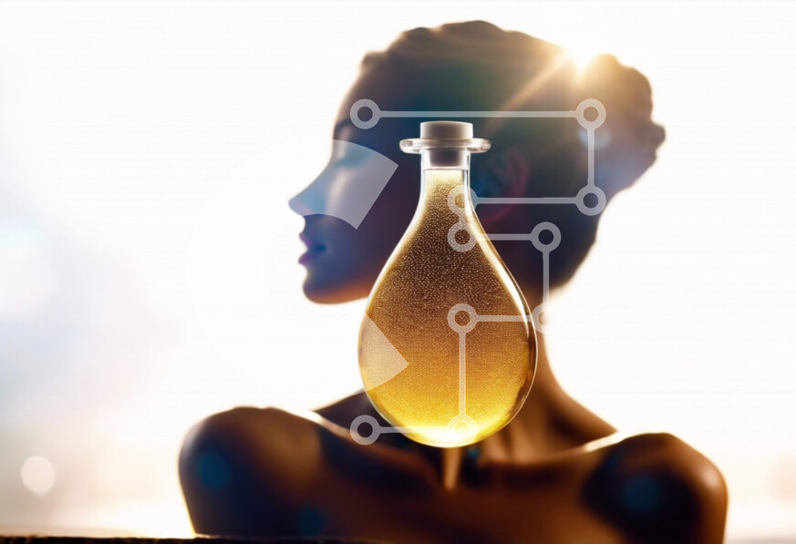 Intra Συλλεκτικό Ξύλινο Παζλ Plywood  4mm - Γυναίκα που κρατά ένα μπουκάλι προϊόν περιποίησης δέρματος Σε Ξύλινο Κουτί - Διαστάσεις Puzzle: 10x10 cm – 25 κομμάτια