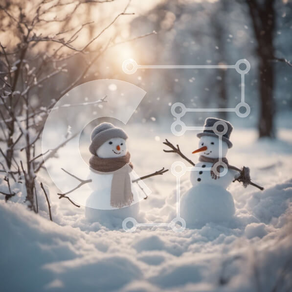 Intra Συλλεκτικό Ξύλινο Παζλ Plywood  4mm - Χιονάνθρωποι σε ένα χιονισμένο δάσος Σε Ξύλινο Κουτί - Διαστάσεις Puzzle: 10x10 cm – 25 κομμάτια