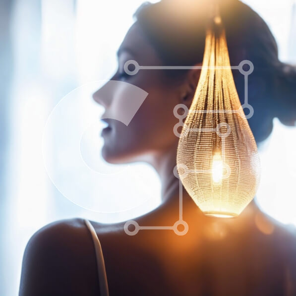 Σετ των 2 Intra Συλλεκτικό Ξύλινο Παζλ Plywood  4mm - Γυναίκα μόδας που κοιτάζει τη λάμπα φωτός Σε Ξύλινο Κουτί - Διαστάσεις: 10x10 cm – 25 κομμάτια