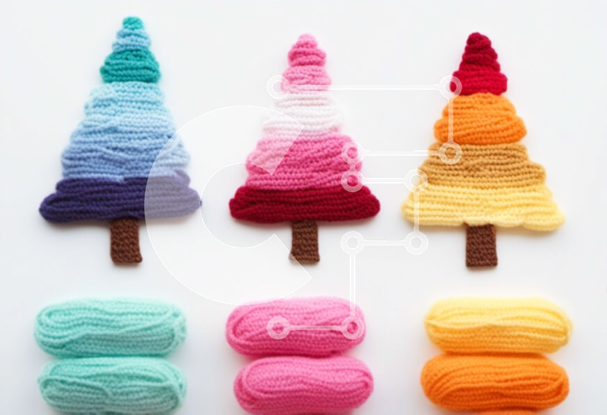 Intra Συλλεκτικό Ξύλινο Παζλ Plywood  4mm - Έργο τέχνης πολύχρωμα κροσέ δέντρα Σε Ξύλινο Κουτί - Διαστάσεις Puzzle: 10x10 cm – 25 κομμάτια