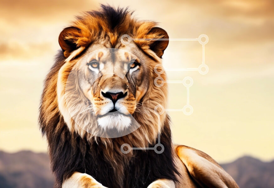 Σετ των 2 Intra Συλλεκτικό Ξύλινο Παζλ Plywood  4mm - Μεγάλο λιοντάρι που κάθεται στους βράχους Σε Ξύλινο Κουτί - Διαστάσεις: 10x10 cm – 25 κομμάτια