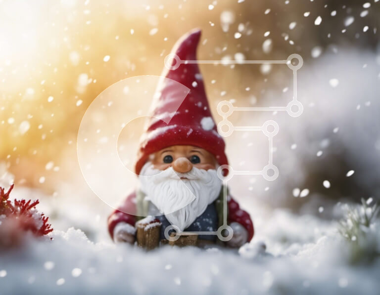 Intra Συλλεκτικό Ξύλινο Παζλ Plywood  4mm - Χιονισμένο καλικάντζαρο με κόκκινη γενειάδα και λευκό μαντήλι στο χιόνι Σε Ξύλινο Κουτί - Διαστάσεις Puzzle: 10x10 cm – 25 κομμάτια