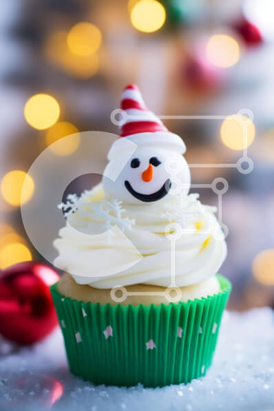 Σετ των 2 Intra Συλλεκτικό Ξύλινο Παζλ Plywood  4mm - Λαχταριστό Cupcake Χιονάνθρωπος με παγωτό και γιορτινά στολίδια Σε Ξύλινο Κουτί - Διαστάσεις: 10x10 cm – 25 κομμάτια