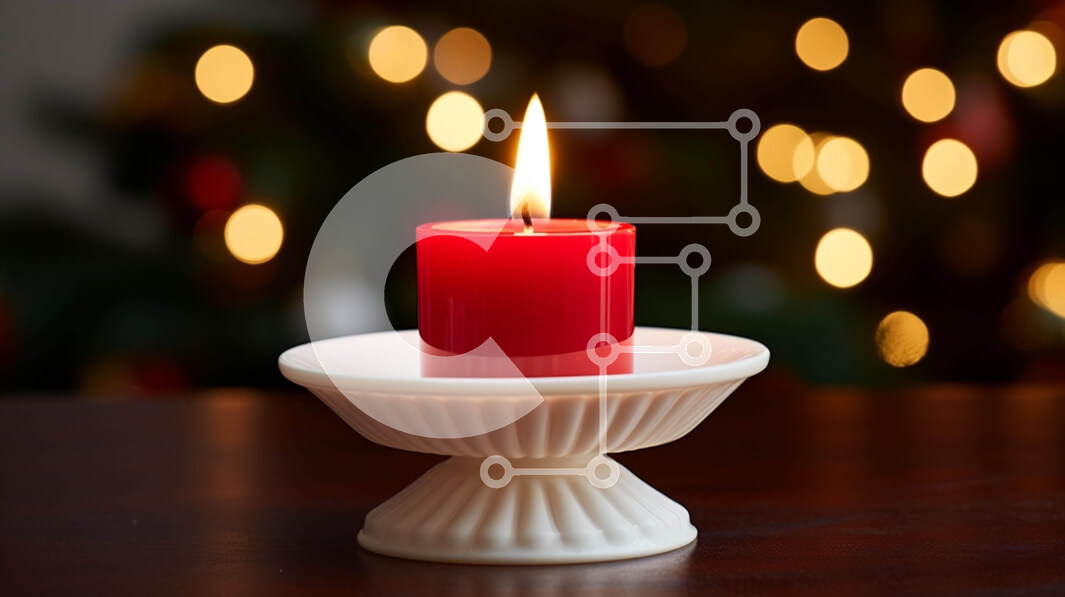 Intra Συλλεκτικό Ξύλινο Παζλ Plywood  4mm - Κόκκινο κερί με χριστουγεννιάτικα στολίδια Σε Ξύλινο Κουτί - Διαστάσεις: 10x10 cm – 25 κομμάτια