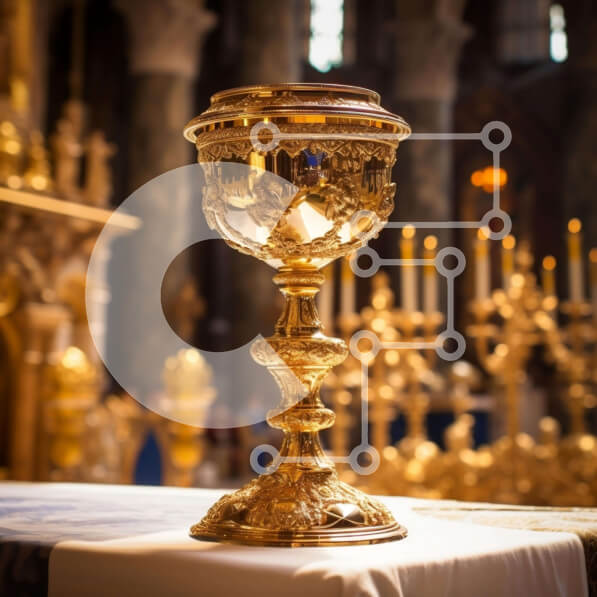 Intra Συλλεκτικό Ξύλινο Παζλ Plywood  4mm - Περίτεχνα διακοσμημένο τραπέζι με χρυσό δισκοπότηρο Σε Ξύλινο Κουτί - Διαστάσεις Puzzle: 10x10 cm – 25 κομμάτια