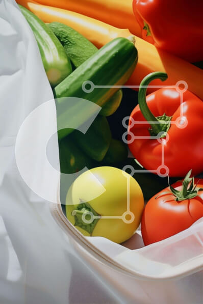 Σετ των 2 Intra Συλλεκτικό Ξύλινο Παζλ Plywood  4mm - Σακούλα λαχανικών με αγγούρια, ντομάτες, πιπεριές, καρότα και σέλινο Σε Ξύλινο Κουτί - Διαστάσεις: 10x10 cm – 25 κομμάτια