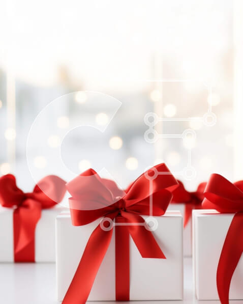 Intra Συλλεκτικό Ξύλινο Παζλ Plywood  4mm - Λευκά κουτιά δώρων με κόκκινες κορδέλες μπροστά από το φωτιζόμενο παράθυρο Σε Ξύλινο Κουτί - Διαστάσεις: 10x10 cm – 25 κομμάτια